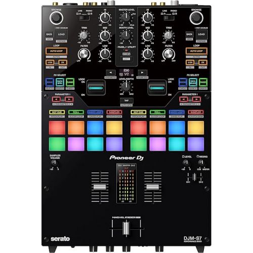 파이오니아 Pioneer DJ DJM-S7 2-channel Mixer for Serato DJ & RANE DJ Twelve MKII | 12-Inch Motorized Vinyl Like MIDI Turntable with USB MIDI & DVS Control for Traktor, Virtual DJ & Serato DJ (TWELVEMKII)