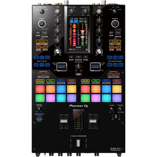 파이오니아 Pioneer DJ PLX-CRSS12 Hybrid Direct Drive Turntable (Pair) and DJM-S11 2-channel Mixer