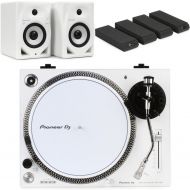 Pioneer DJ PLX-500 Direct Drive Turntable with Active Speakers and Foam Pads- White