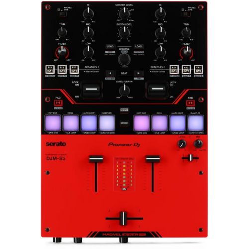 파이오니아 Pioneer DJ PLX-CRSS12 Hybrid Direct Drive Turntable (Pair) and DJM-S5 2-channel Mixer