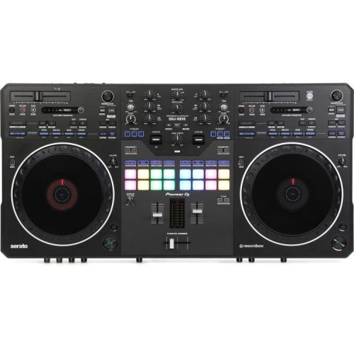 파이오니아 Pioneer DJ DDJ-REV5 4-deck DJ Controller with Laptop Stand and Power Block