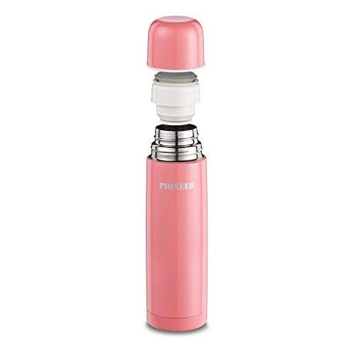 파이오니아 Pioneer DrinkPod Isolierflasche aus Edelstahl 0,5 L Doppelwandig Thermo-Lebensmittelbehalter 8 Stunden Heiss 24 Stunden Kuehl Auslaufsicher BPA-Frei - Rosa