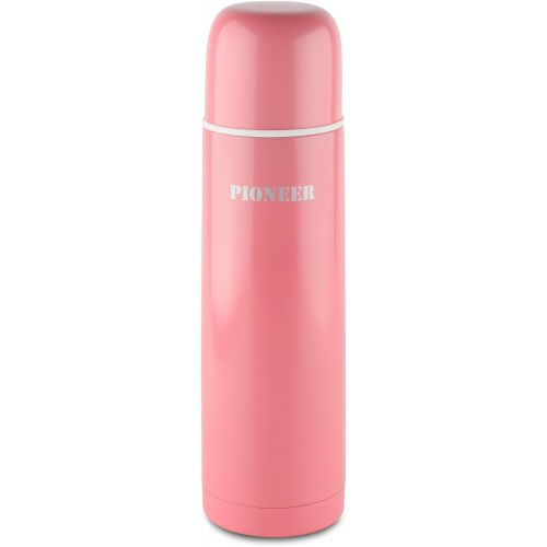 파이오니아 Pioneer DrinkPod Isolierflasche aus Edelstahl 0,5 L Doppelwandig Thermo-Lebensmittelbehalter 8 Stunden Heiss 24 Stunden Kuehl Auslaufsicher BPA-Frei - Rosa