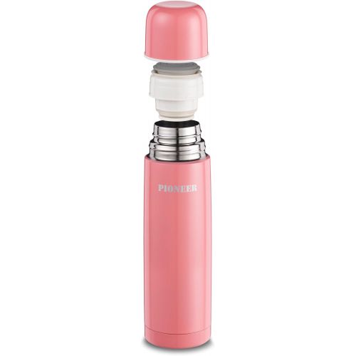 파이오니아 Pioneer DrinkPod Isolierflasche aus Edelstahl 0,5 L Doppelwandig Thermo-Lebensmittelbehalter 8 Stunden Heiss 24 Stunden Kuehl Auslaufsicher BPA-Frei - Rosa