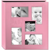 Pioneer Photo Albums Pioneer Collage Frame Embossed Baby Sewn Leatherette Cover Photo Album, Baby Pink