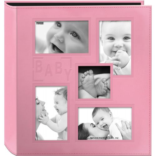 파이오니아 Pioneer Photo Albums Pioneer Collage Frame Embossed Baby Sewn Leatherette Cover Photo Album, Baby Pink