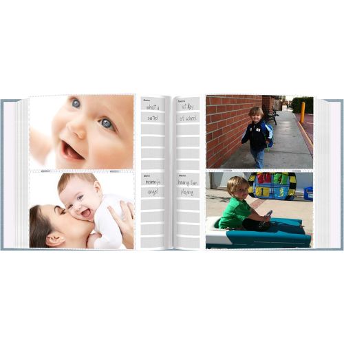 파이오니아 Pioneer Photo Albums 200-Pocket Embossed Baby Leatherette Frame Cover Album for 4 by 6-Inch Prints, Blue