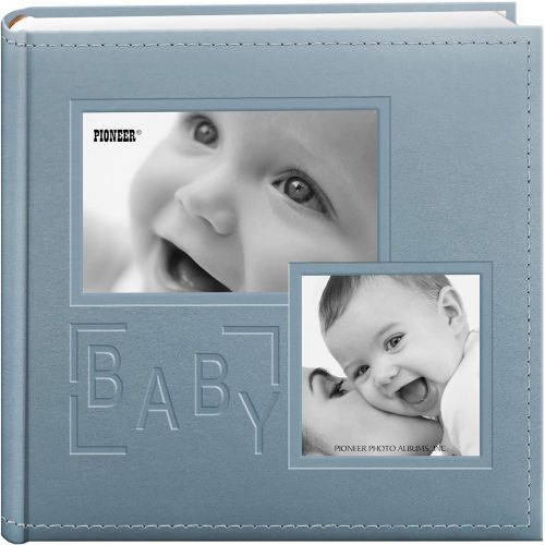 파이오니아 Pioneer Photo Albums 200-Pocket Embossed Baby Leatherette Frame Cover Album for 4 by 6-Inch Prints, Blue