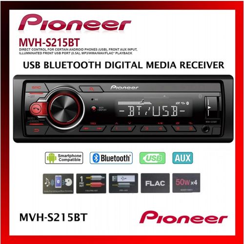 파이오니아 Pioneer Single Din Built-In Bluetooth, MIXTRAX, USB, Auxiliary, Pandora, Spotify, iPhone, Android and Smart Sync App Compatibility Car Digital Media Receiver / Includes Alphasonik