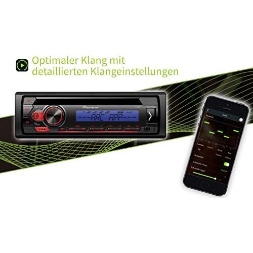 파이오니아 [아마존베스트]-Service-Informationen Pioneer DEH-S110UB 1DIN RDS Car Radio with Red Button Lighting, White Display, Android Support, 5-Band Equaliser, CD, MP3, USB, AUX Input, Blue, Black