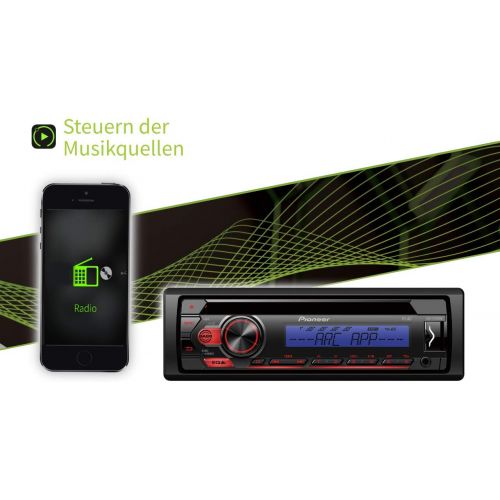 파이오니아 [아마존베스트]-Service-Informationen Pioneer DEH-S110UB 1DIN RDS Car Radio with Red Button Lighting, White Display, Android Support, 5-Band Equaliser, CD, MP3, USB, AUX Input, Blue, Black