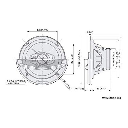 파이오니아 Pioneer TS A2013i 20cm 3 Way Speaker Accelerate 500w Max