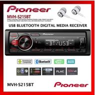 Pioneer MVH-295BT Stereo Single DIN Bluetooth In-Dash USB MP3 Auxiliary AMFMDigital Media Pandora and Spotify Car Stereo Receiver With Free ALPHASONIK Earbuds