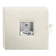 Pioneer 12 Inch by 12 Inch 3-Ring Leatherette Inset Frame and Ribbon Closure Memory Book, Ivory