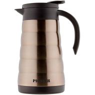 Pioneer Flasks Pioneer Thermo Isolierkanne mit Druckknopf Hochwertiger Edelstahl Doppelwandige Vakuum Isolierung 8 Stunden Heiss / Kalt Kaffeekanne Karaffe 100 % Auslaufsicher Kupfer/Braun 0.8 L