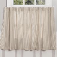 Piper Classics Farmhouse Ticking Stripe Taupe Tiers, Set of 2, 36 L x 36 W, Cafe Curtains
