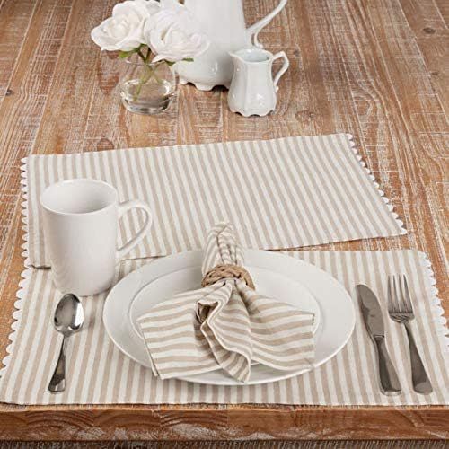  Piper Classics Farmhouse Ticking Stripe Taupe Tiers, Set of 2, 36 L x 36 W, Cafe Curtains