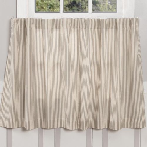  Piper Classics Farmhouse Ticking Stripe Taupe Tiers, Set of 2, 36 L x 36 W, Cafe Curtains