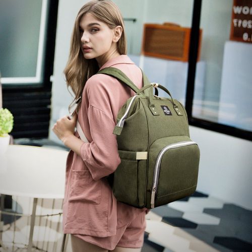  [아마존베스트]Pipi bear Diaper Bag Travel Backpack Large Capacity Tote Shoulder Nappy Bag Organizer for Baby Care with Insulated Pockets,Waterproof Fabric (Olive Green)