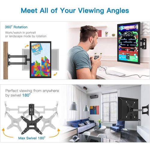  [아마존베스트]Pipishell Full Motion TV Monitor Wall Mount Bracket Articulating Arms Swivels Tilts Extension Rotation for Most 13-42 Inch LED LCD Flat Curved Screen TVs & Monitors, Max VESA 200x200mm up to