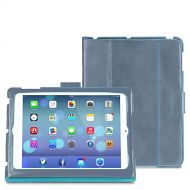 Piquadro iPad Air Stand Up Leather Case with Automatic Sleep Function, Dark Grey, One Size