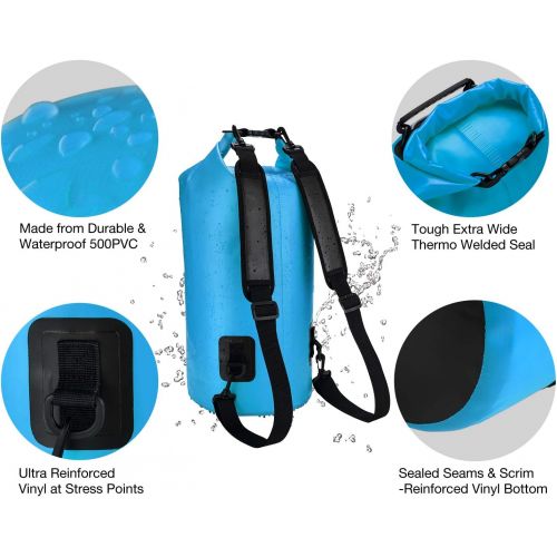  Piscifun Dry Bag, Waterproof Floating Backpack 5L/10L/20L/30L/40L, with Waterproof Phone Case for Kayking, Boating, Kayaking, Surfing, Rafting and fishing