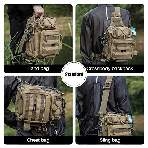  [아마존베스트]Piscifun Waterproof Outdoor Fishing Bag Single Shoulder Fishing Tackle Storage Bags Durable Handbag Cross Body Messenger Bag Sling Tackle Bag Multifunctional Bags for Camping Hikin