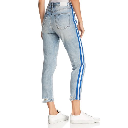  Pistola Nico Striped Distressed Straight-Leg Jeans in Walk The Line