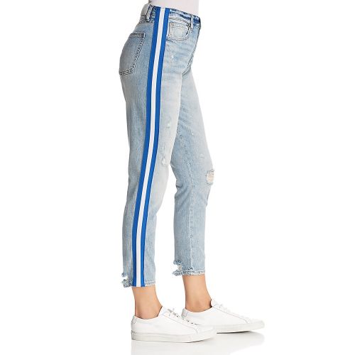  Pistola Nico Striped Distressed Straight-Leg Jeans in Walk The Line