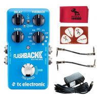 TC Electronic Flashback 2 Delay and Looper Pedal with PitbullAudio Microfiber Cloth, Pikcard, Pair of Master Patch Cable and Master Power Supply