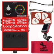 Boss RC-1 Loop Station Pedal with Master Tuner, Patch cables, PitbullAudio Microfiber Cloth and Pik-Card