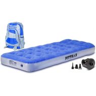 Pittman Outdoors Twin Kids Air Mattress with Portable Battery Powered Air Pump with Fun Travel Backpack, Blue (PPI-BLU_KIDMAT)