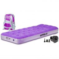 Pittman Outdoors PPI-PPL_KIDMAT Purple Twin Kids Mattress with Portable Battery Powered Air Pump and Fun Travel Backpack