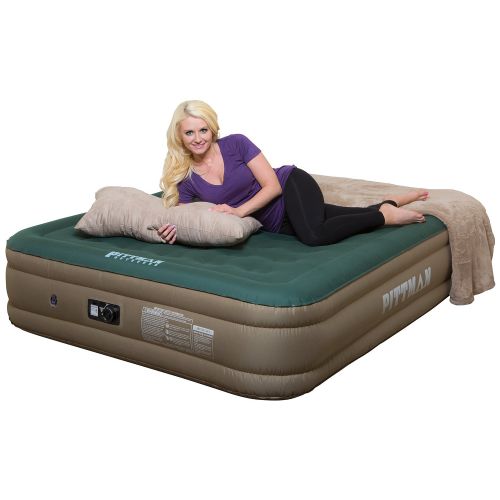  Pittman Outdoors PPI-XTREME20 Blue/Tan Queen 20 Air Mattress with Built-in Electric Air Pump (Fabric Xtreme)