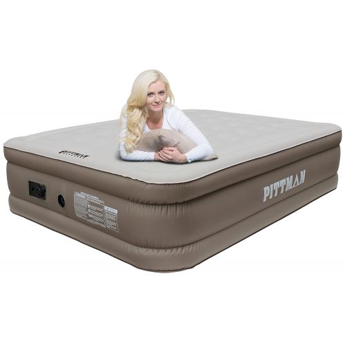  Pittman Outdoors PPI-XTREME20 Blue/Tan Queen 20 Air Mattress with Built-in Electric Air Pump (Fabric Xtreme)