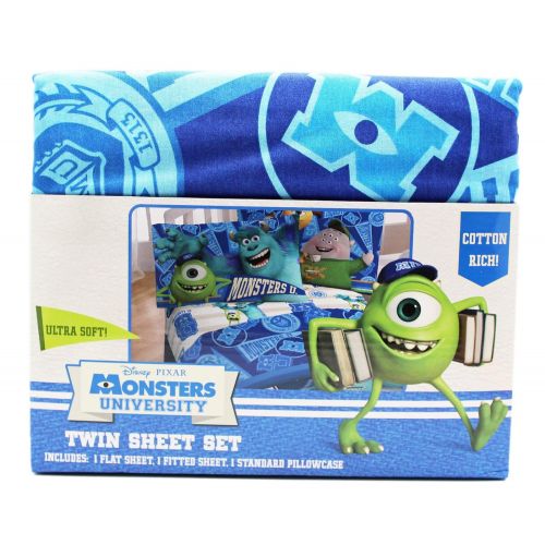  Disney Pixars Monsters University Spirit Banners Twin Size Sheet Set