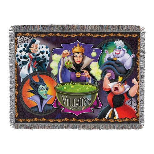 디즈니 Disney-Pixar Villains, Vile Villains Woven Tapestry Throw Blanket, 48 x 60, Multi Color, 1 Count