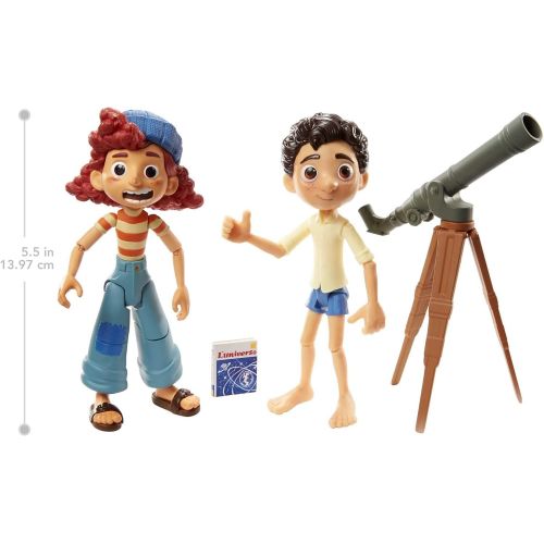  ?Pixar Disney/Pixar Luca Stargazers Pack with Luca Paguro & Giulia Posable Authentic Action Figure Movie Characters & Telescope & Book Accessories, Gift for Kids Ages 3 Years & Older [Ama