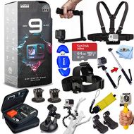 Pixel Hub GoPro HERO9 Black Waterproof 5K Camcorder - All in 1 Accessory Bundle with Ultra 64GB MicroSD, Tripod, Medium Gadget Case, Head and Chest Strap, Selfie Stick, Floaty Strap and Much