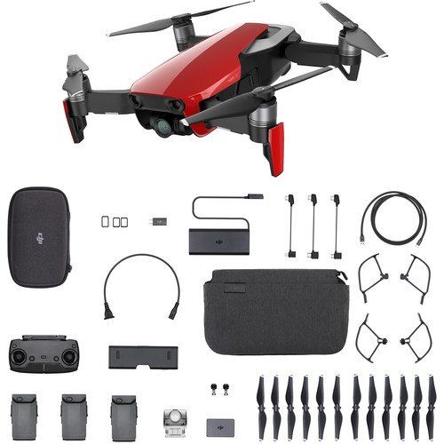  Pixel Hub DJI Mavic Air Fly More Combo Flame Red Extreme Accessory Bundle WAluminum Case, 32GB Micro SD Card, Drone Vest, Landing Pad, Filter Kit + Much More