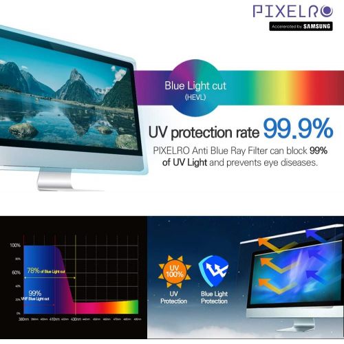  [아마존베스트]Pixelro Anti Blue Light Screen Protector Designed for Laptop, Notebook, Monitor, Easy On/Off and Removable Acrylic (27Inch, 16:9 Aspect Ratio)