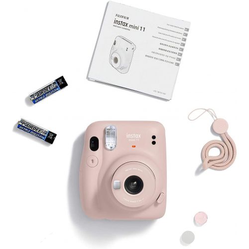  Fujifilm Instax Mini 11 Instant Camera - Blush Pink with Fujifilm instax Mini Film Twin Pack (60 Sheets) + Pixibytes Essentials Bundle