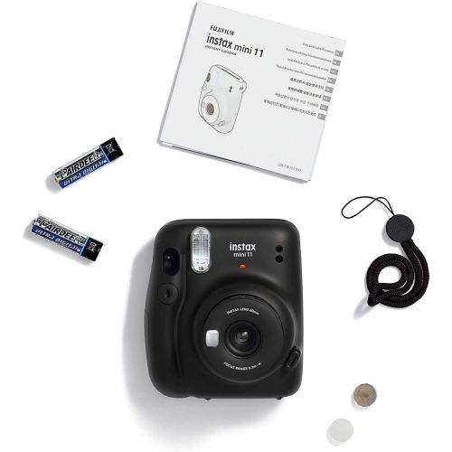  Fujifilm Instax Mini 11 Instant Camera - Charcoal Grey with Fujifilm instax Mini Film Twin Pack (60 Sheets) + Pixibytes Essentials Bundle