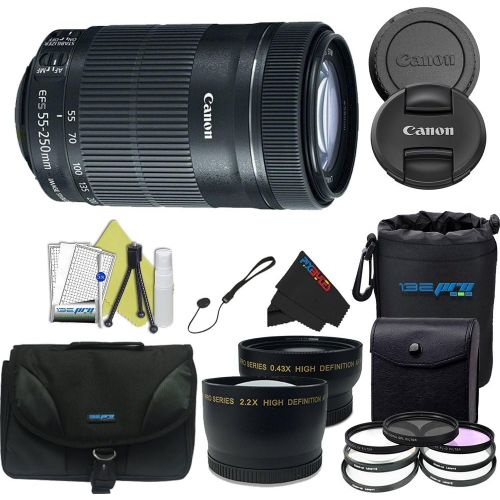  Pixibytes Canon EF-S 55-250mm f4-5.6 is STM Lens for Canon SLR Cameras + PixiBytes Cleaning Cloth