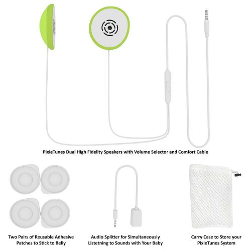  Pixie Tunes Premium High-Fidelity Baby Bump Speaker System to Play Sound, Music and Talk to Your Baby in The Womb; Compatible with Any Mobile Phone, Tablet and Portable Audio Devic