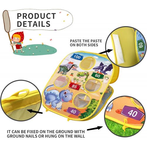  Pizigci Bean Bag Toss Game Outdoor Toys for Kids Ages 4-8,Outside Backyard, Lawn Party Activities Toy for Toddler,Gifts for Boys Girls, Dinosaur & Oceans Themed Collapsible Double Sided