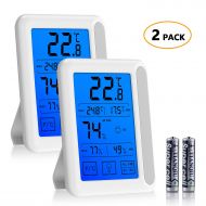 Pkman [Newest Design] trade; 2Packs Indoor Digital Hygrometer Thermometer,Humidity Temperature Monitor With Backlight LCD Screen &Touchscreen,Built-in Magnets,Switched Celsius or F