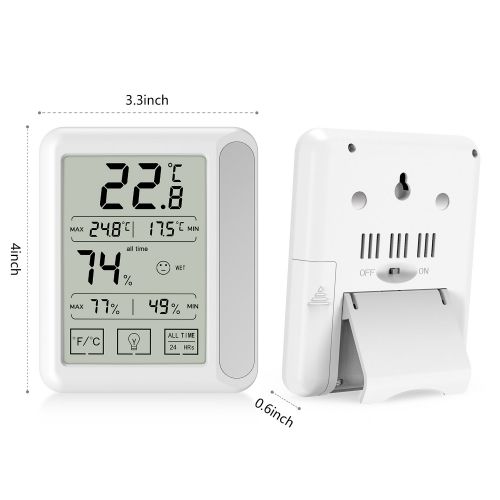  Pkman [Newest Design] trade; 2Packs Indoor Digital Hygrometer Thermometer,Humidity Temperature Monitor With Backlight LCD Screen &Touchscreen,Built-in Magnets,Switched Celsius or F