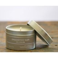 /PlainJBodyandHome Peppermint Bark Scented Soy Candle Tin 4 oz. - peppermint soy candle - chocolate candle - fall candle - holiday soy candle - peppermint bark