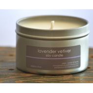 PlainJBodyandHome Lavender Vetiver Soy Candle Tin 8 oz. - scented soy candle - lavender scented candle - spa soy candle - relaxing soy candle - herbal candle